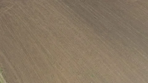 Ascending over parallel lines in the field 4K video Stock Footage 154727939