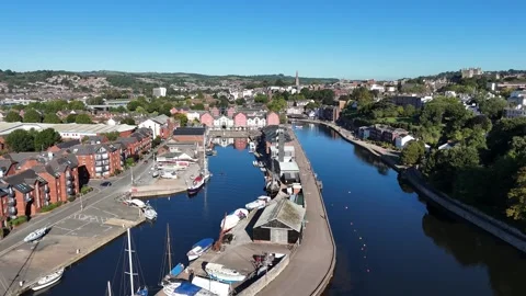 Ascending over River Exe Stock Footage 317755455