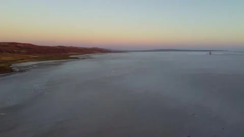 Ascending over a salt flat lake in Turkey Stock Footage 169477026