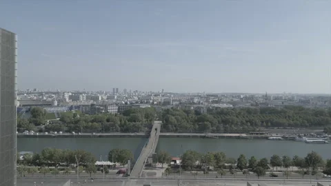 Ascending over the Seine River Stock Footage 283385313