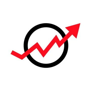 Ascending red arrow. Uptrend. Increase. Vector. Stock Illustration