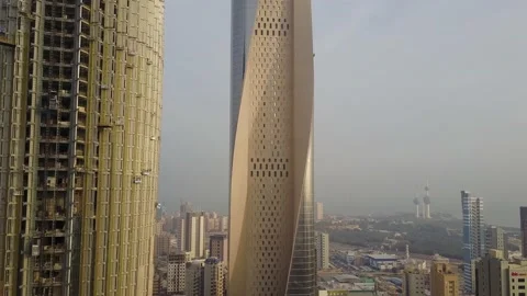 Ascending Shot of Al Hamra Tower, Climbing The Tallest Building in Kuwait Stock Footage 138565008