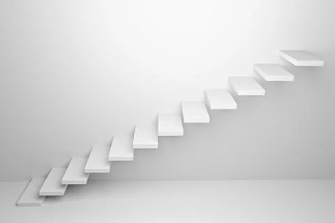 Ascending stairs abstract white 3d illustration Stock Illustration