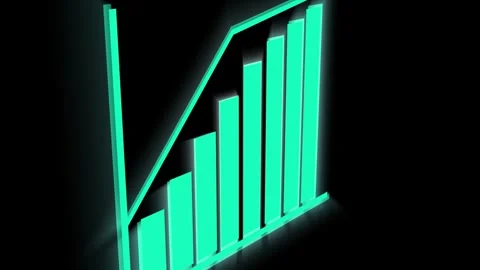 Ascending teal bar graph animation business growth financial success progre.. Video stock 321443209