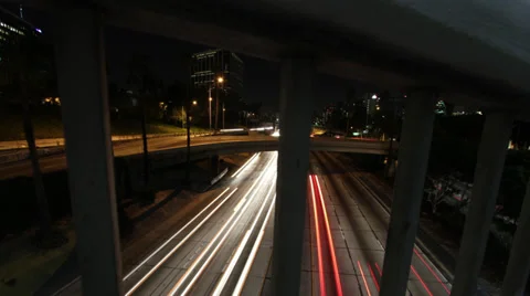 Ascending Time Lapse Over freeway Railing Stock Footage 35195916