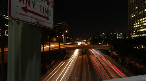 Ascending Time Lapse over Freeway Railing Stock Footage 35195984