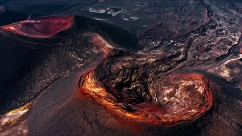 Ascending toward an imposing, snow-capped volcano Stock Footage 316802099