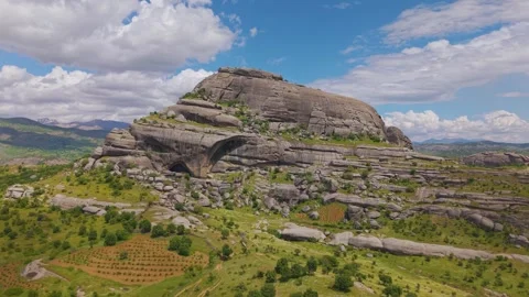 Ascending Toward Massive Alien-Like Rock Formations in a Historic Canyon Stock Footage 341094746