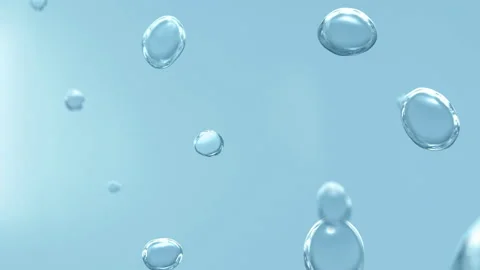 Ascending Transparent Bubbles on Blue and White Loop Background Видео 167476033
