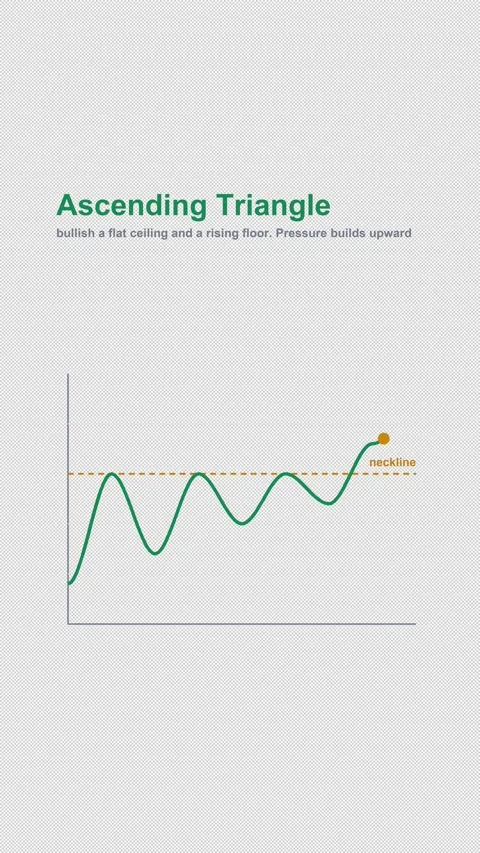 Ascending Triangle Labeled Chart Pattern Animation Alpha 4K Vertical 9x16 Light Vídeo Stock 339633513