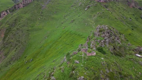 Ascending view Hidden gem - Arsha fortress built in XVI century - defense f.. 스톡 동영상 278903597
