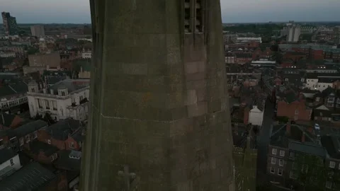 Ascending View of Leicester Cathedral Tower Stock Footage 243317509