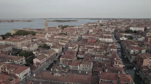 Ascending View Over Venice Rooftops (Flat Profile) Stock Footage 298541888