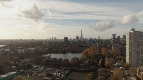 Ascending view of the skyline of central London from the East Stock Footage 101202949