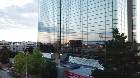Ascends On Glass Building Stock Footage 123451384