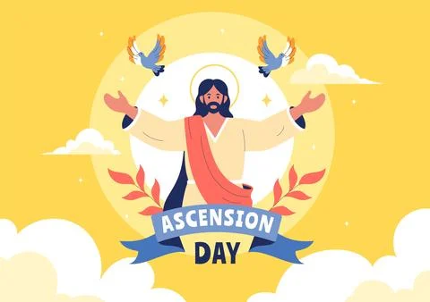 Ascension Day Vector Illustration Featuring the Assumption of Mary in Chris.. Stockillustratie