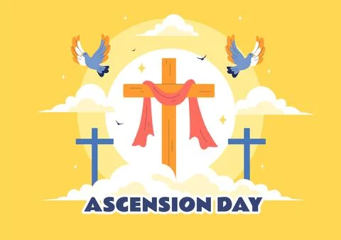 Ascension Day Vector Illustration Featuring the Assumption of Mary in Chris.. Stockillustratie