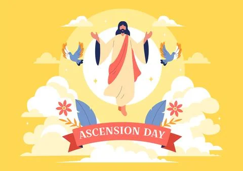 Ascension Day Vector Illustration Featuring the Assumption of Mary in Chris.. Stock Illustration