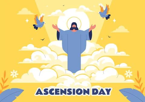 Ascension Day Vector Illustration Featuring the Assumption of Mary in Chris.. Stockillustratie