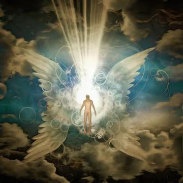 Ascension etween white wings Stock Illustration