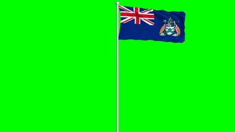 Ascension Flag Waving Fluttering on Wind Loopable Green Blue Screen Matte Stock Footage 77583109