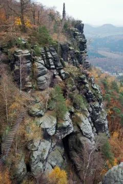 The ascent of Lilienstein. Stock Photos