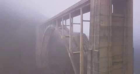 Ascent next to empty bridge on coast Video stock 134283242