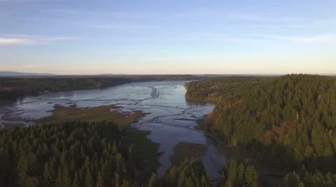 Ascent Over a Pacific Northwest Mudflat 库存影片 62492906