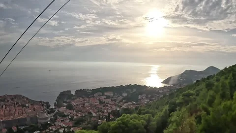 Ascent route view from the Dubrovnik cale car Stock Footage 255791202