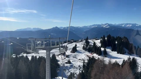 Ascent of ski area in the mountains Video stock 232383041