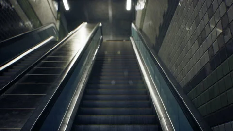 Ascent to the subway along the escalator. Modern city, metro, speed, public Stock Footage 151543937