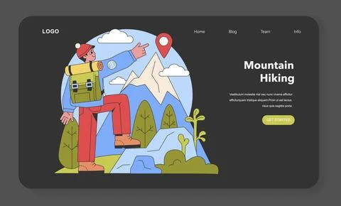 Ascent to the Summit. Flat vector illustration. Illustrazione stock