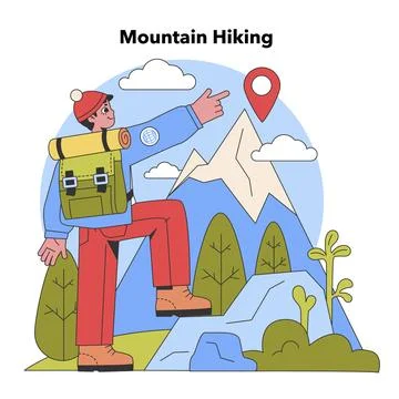 Ascent to the Summit. Flat vector illustration. Illustrazione stock