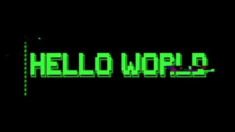 ASCII art message hello world glitch Stock Footage 89470887