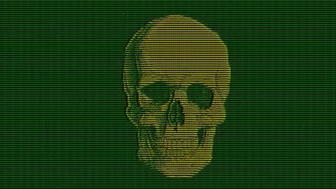 Ascii characters set distorted skull Stock Footage 163519866