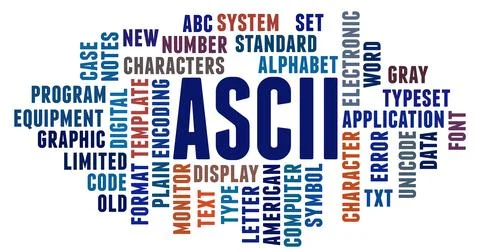 ASCII characters set word cloud concept Foto stock