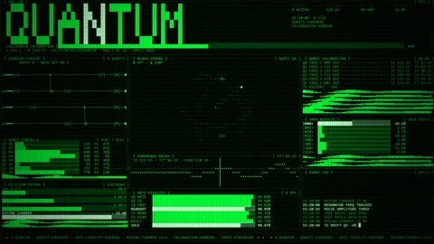 ASCII Quantum Computing Qubit Calibration Dashboard Green Terminal. Stock Footage 348195500