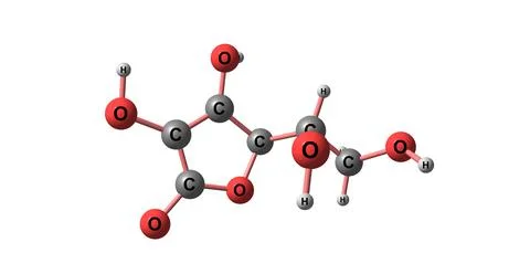 Ascorbic acid molecular structure isolated on white Stock Illustration