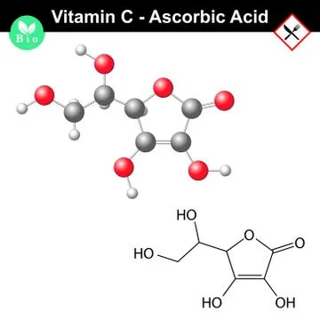 Ascorbic acid molecule, vitamin C Stock Illustration