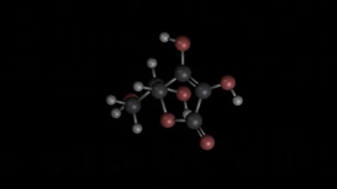 Ascorbic molecule rotating 3D model, 4K scientific visualization loop Vídeos de archivo 344701988