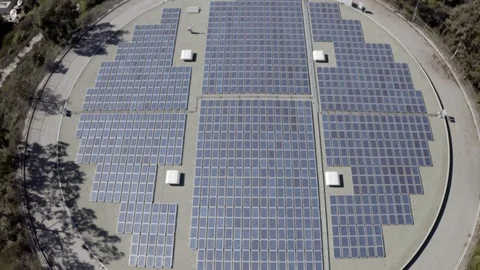 Ascot Hills Relay Tower and Solar Array in Valley Stock Footage 101855293