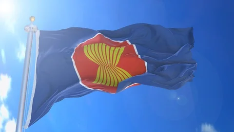 ASEAN animated flag pack in 3D and isolated background Stock Footage