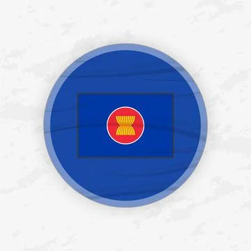 ASEAN Flag in a Circular Emblem Design, Abstract Round Sticker Illustration. 库存插图