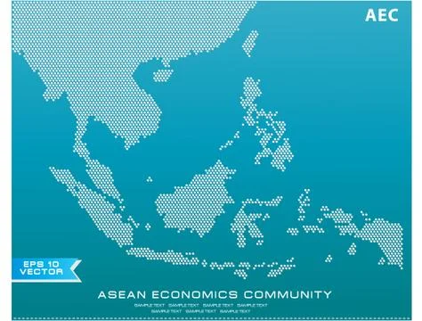 Asean Map dotted style illustration, for background Stock Illustration