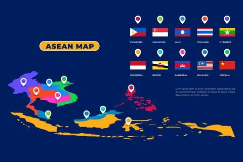 Asean map illustration Stock Illustration