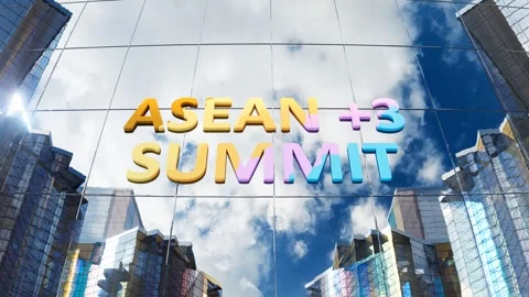 ASEAN Plus Three Summit colorful building facade signage Stock Footage 324685382