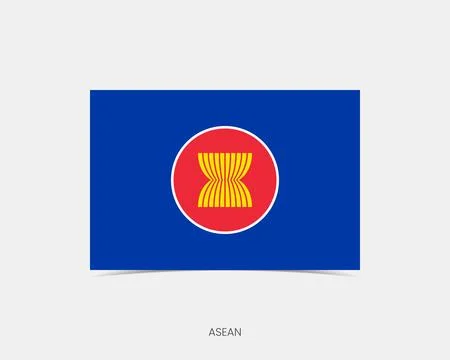 ASEAN Rectangle flag icon with shadow. Illustrazione stock