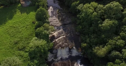 Asgarth Falls Drone Descent Stock Footage 135755042