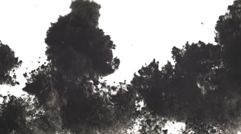 Ash cloud from an explosion ascending slowly, close up, white background Stock Footage 56352635