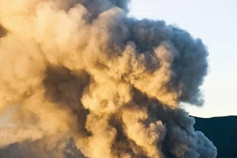 Ash cloud from Mount Bromo volcano eruption, East Java, Indonesia, Asia, Asia 스톡 사진